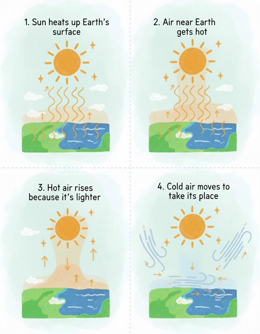 Illustration of how winds are formed. Credit: Created using Gemini.